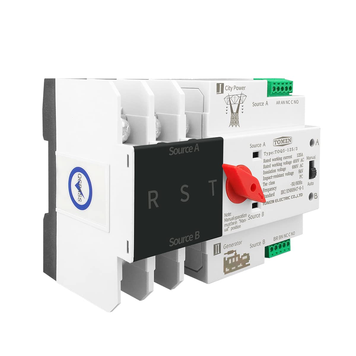 Interruttore Magnetotermico Differenziale 1 pz Rail 2p 3p 4p ATS Dual Power Switch di trasferimento automatico del selettore elettrico interruttore ininterrotto Potenza 63A 100A(2,63A)