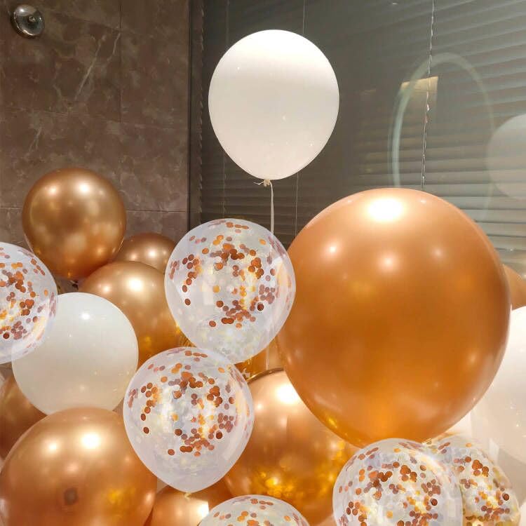 Image of 50Pcs 12inch Orange and White Party Balloons with Orange Confetti Balloons for Wedding, Birthday, Baby Shower, Halloween,Family Parties Decoration