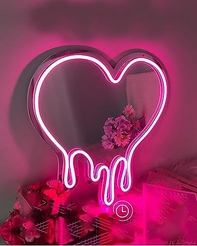 Ulalaza Espejo acrílico de neón LED con Forma de corazón/Gato/Let...