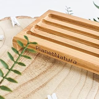 PlanetNatura Bamboo Soap Dish | Bamboo Soap Tray | Eco Product, Eco Friendly Gift Natural Wooden Bamboo Soap Dish Storage Holder Soap Holder for Bathroom Shower Soap Dish Container Hand Craft for Soap