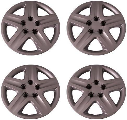 Set of 4 Silver 16 Inch 5 Spoke (Replica of Impala Hubcaps) Wheel Covers with Metal Clip Retention System - Aftermarket: IWC431/16S