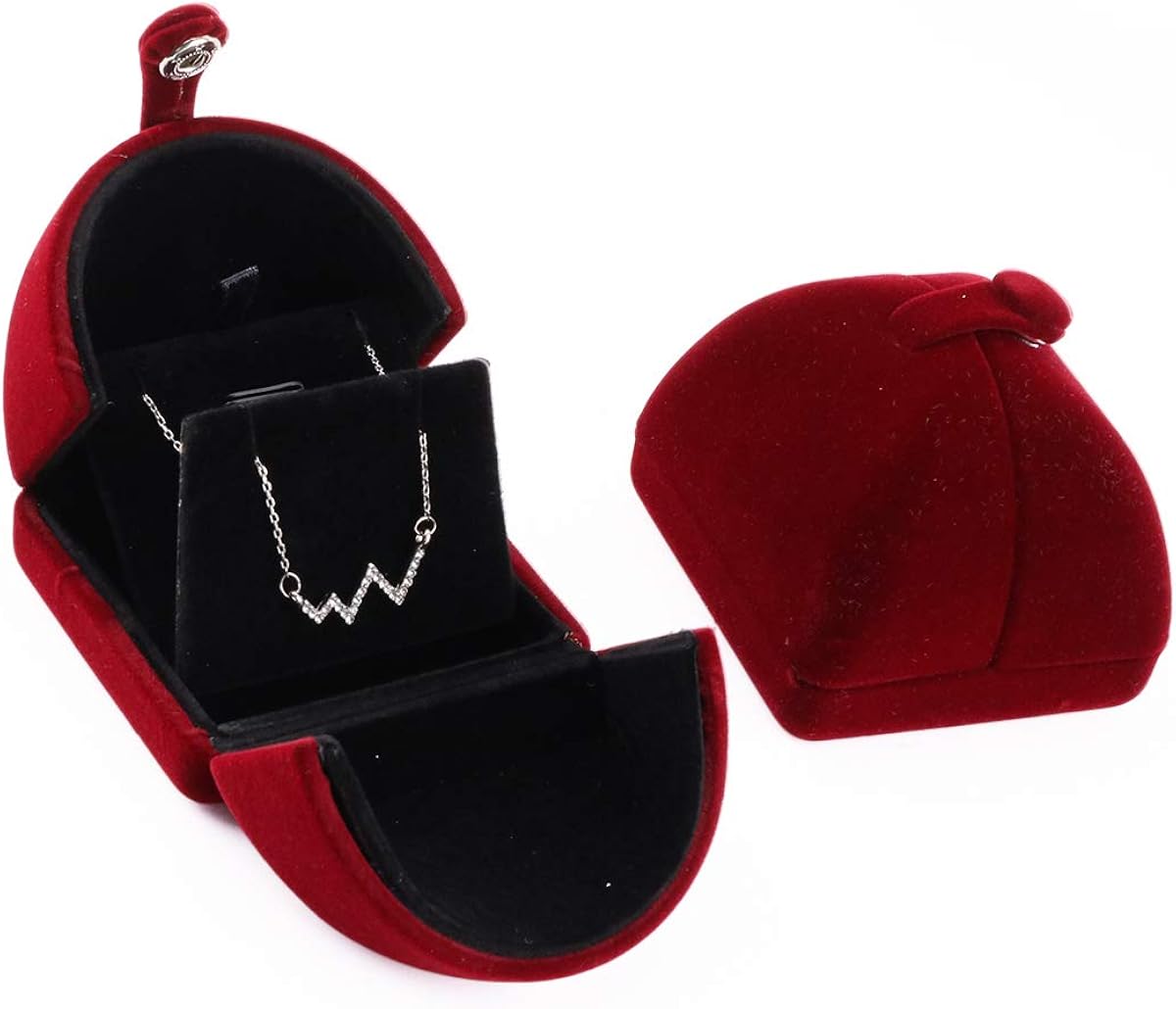 iSuperb Necklace Box Velvet Necklace Holder Red Jewellery Box Trinket Box Travel Jewellery Organiser Ring Case Wedding Day for Women Anniversary Birthday Jewelry Gift Boxes (Red)