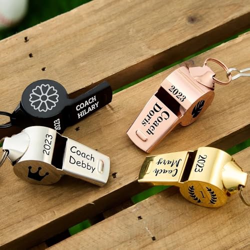 HDLOVE Personalisierte Pfeife Eingravierten Namen, Benutzerdefinierte Edelstahlpfeife Für Draußen, Pfeifen Sport Mit Lanyard Für Lehrer, Trainer, Schiedsrichter, Fußball, Basketball, Schulsport
