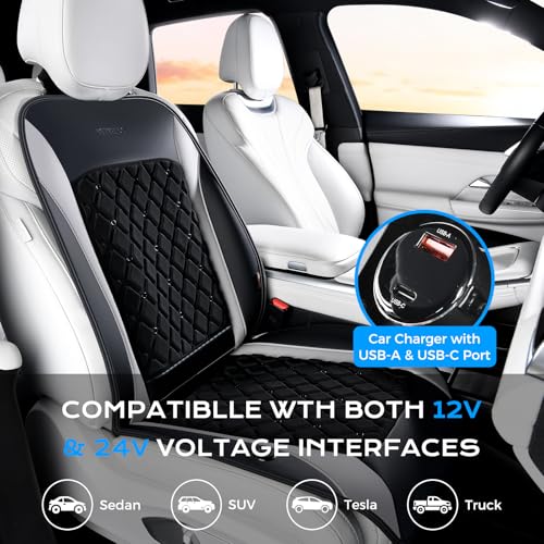 Image of Coverado 8 Cooling Fans Car Seat Cover, 2026 New Upgrade 12V-24V Ventilated Cushion, Cool Protector for Car SUV Pickup Universal Fit, Jet Black