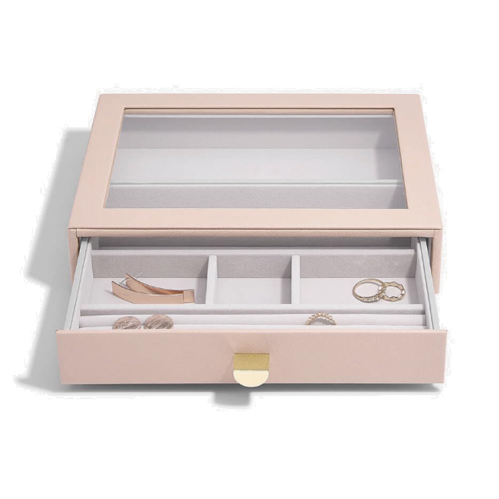 Stackers Pink Classic Ring/Bracelet Drawer With Glass Lid - Blush