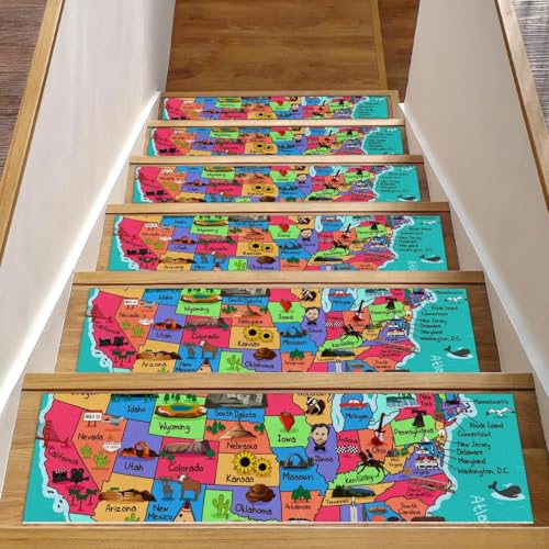 Peldaños de escalera de 8 x 30 pulgadas con superficie de TPE para escalones de madera interiores 2