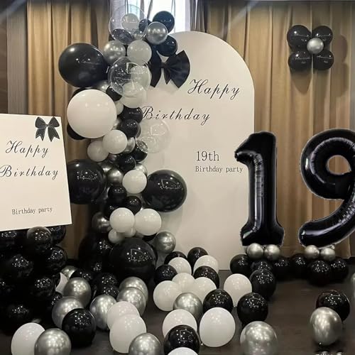 Image of Number Balloons Black Party Balloon - Giant Number 9 Balloon, 40 Inch Large Balloon for Birthday Decorations, Black Party Supplies for Men Women