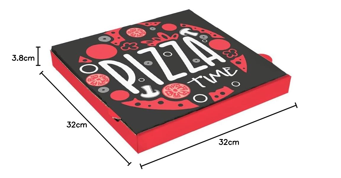 Garcia de Pou 100 pezzi - Scatole per pizza 'Pizza Time' 'Thepack' 330 G/M2 32X32X3,8 cm Bianco Cartone Ondulato Microcanale