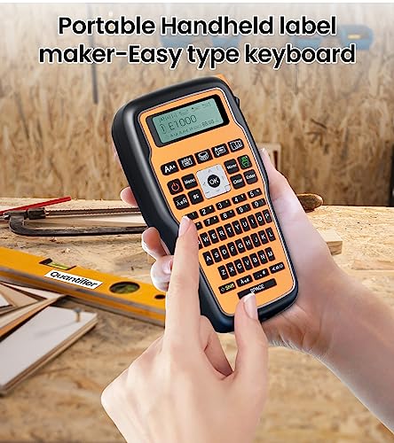 Vixic E1000 Label Maker - Laminated Label-Maker-Machine With Ac Adapter, Labeler Makchine With Qwerty Keyboard,One-Touch Keys, Label Printer For Home Office Industrial Labeling Jobs, Orange #TOP4