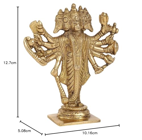 GURU JEE™ Brass Murti Lord Hanuman Hindu God Panchmukhi Idol Five Face Statue Home Decor Pooja Mandir Gift - Image 8 thumbnail