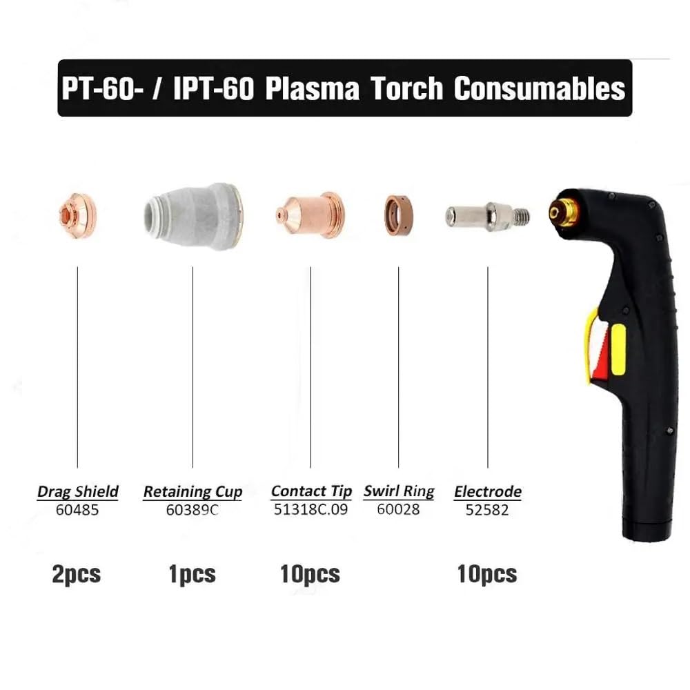 Akcesoria do cięcia plazmowego PTM-60 PTM60 IPT-60 PT-60 IPT-40 PT40 Elektroda 52582 Końcówka kontaktowa/dysza 0,9 mm 51318C Palnik do cięcia plazmowego
