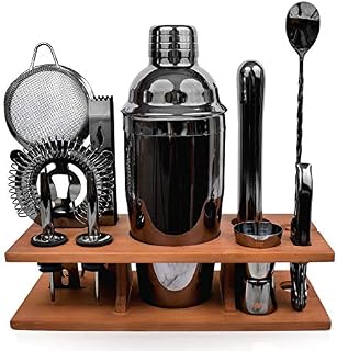 Bartender Kit Black 11 Piece - Parisian Cocktail Mixology Set - Bar Shaker