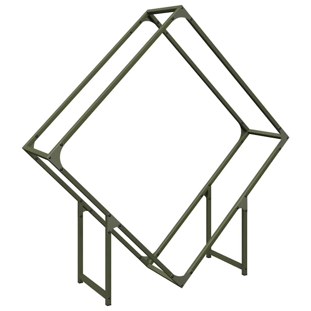Homgoday Leñero Verde Oliva 100x25x100 cm Acero Laminado en frío Estante metálica para leña,Soporte de Almacenamiento para Interiores y Exterior