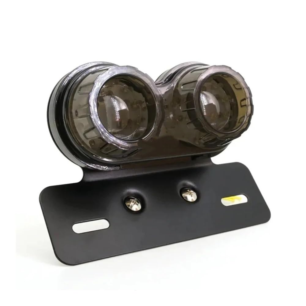 Generique Moto Arrière Lampe Feu Arrière LED Universel Pour Motos, Clignotant De Frein Intégré, D'arrêt Avec Support Plaque D'immatriculation