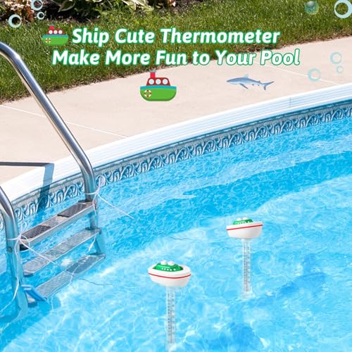 Image of Floating Pool Thermometer, Water Temperature Thermometer with String, Large Size Easy Read & Shatter Resistant Pool Accessories for Outdoor & Indoor Swimming Pool, Ice Bath and Hot Tub,Spas (Ship)