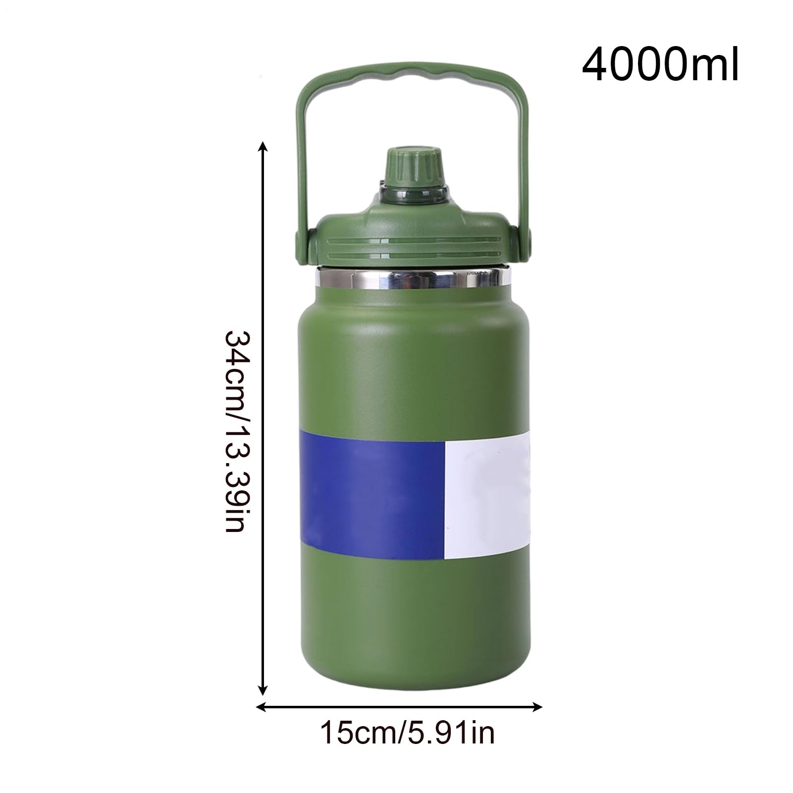 Botella de agua aislada – Botella deportiva de acero inoxidable | 4000 ml botella térmica a prueba de fugas para camping, senderismo, ciclismo, fitness, viajes