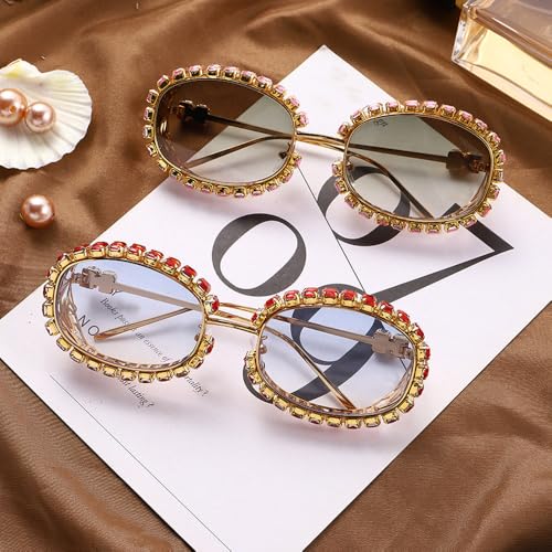 Steampunk Metal Oval Technology Sense Sunglasses Personality Handmade Chain Multicolor Sunglasses UV4002