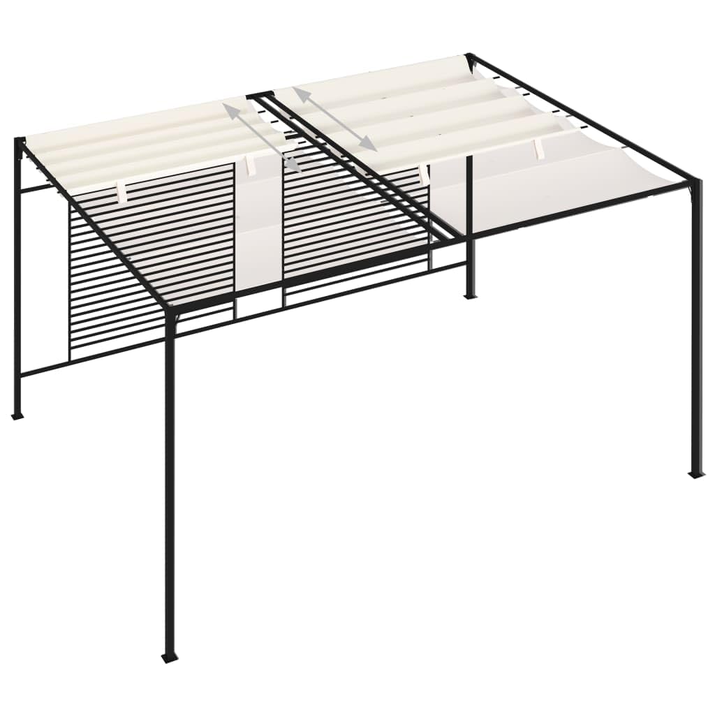 Pawilon z wysuwanym dachem, 3 x 4 x 2,3 m, kremowo-biały, poliester 180 g/m², wytrzymały pawilon grillowy do ogrodu, namiotu imprezowego, ochrona na zewnątrz podczas uroczystości rodzinnych