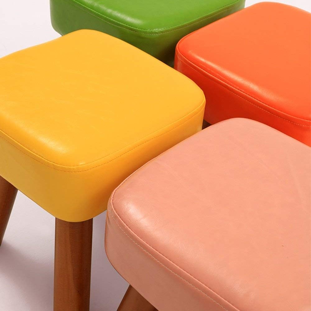 Footstool Home Solid Wood Imitation Leather Sofa Stool/Foyer Changing Shoes Stool Coffee Table Square Stool (Color : Blue)