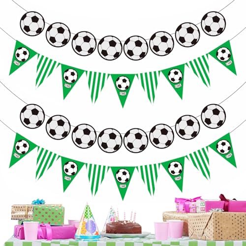 Décoration de fête football 4 pièces bannière et guirlande, 2 bannières rondes Ø12 cm, 2...
