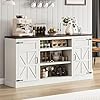 Xvd 66 farmhouse coffee bar cabinet with charging station sideboard buffet cabinet with large storage wood buffet storage cabinet with adjustable shelves for kitchen living room rustic white  urban country home decor