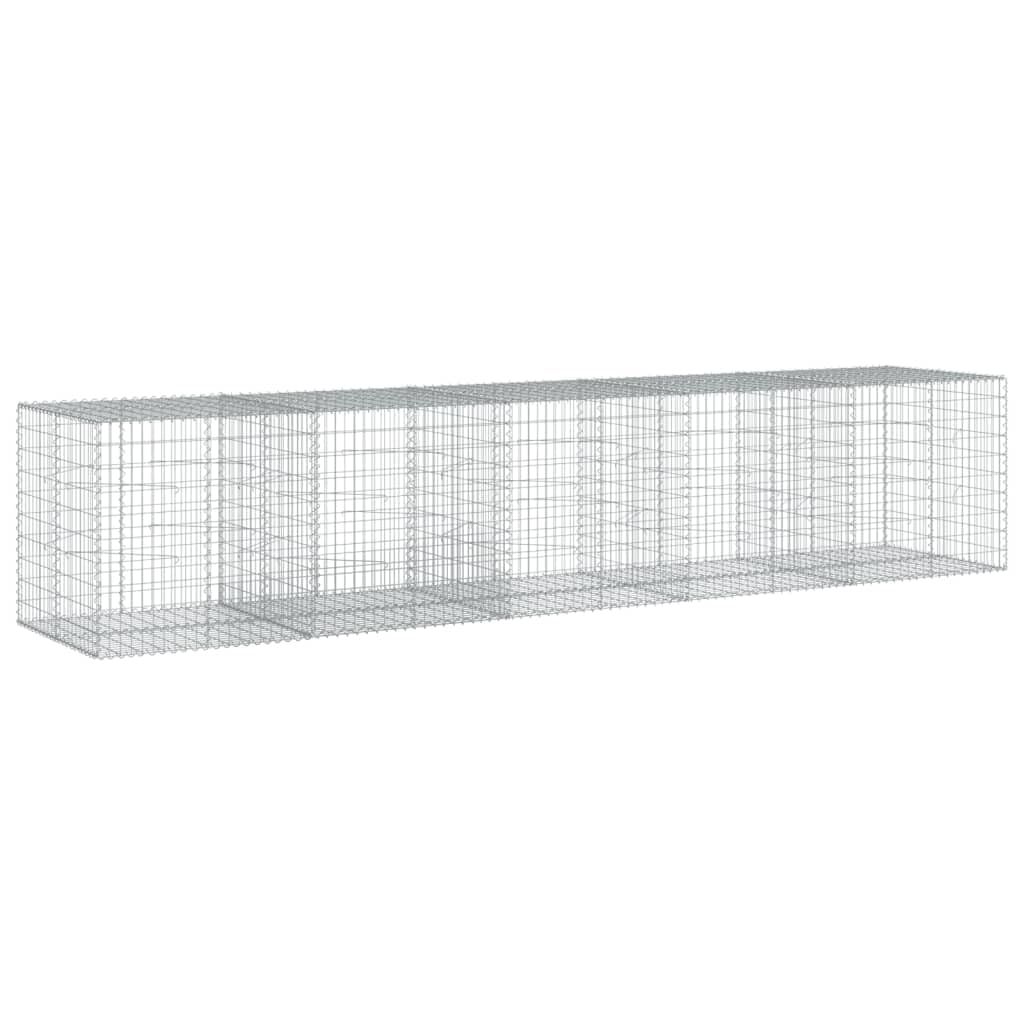 Vidaxl Silver Gabion Basket With Cover - Raised Bed Cage, Galvanised Iron, 500X100x100 Cm, Tool-Free Assembly, High Load Capacity Extra Large