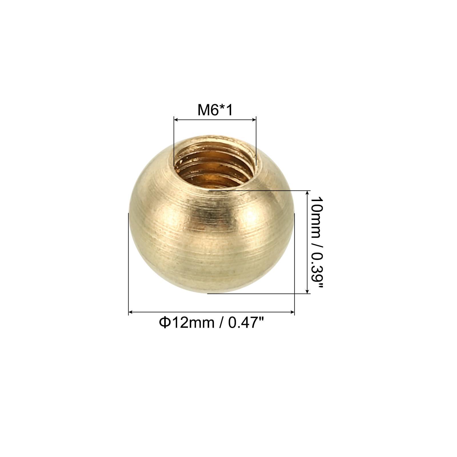 PATIKIL M6x1 Filettatura Tappo Dadi Manopola 15 Pacco Ottone Sfera Lampada Decorazione Vite Tappi Dado Custodia Dado per Mobili Illuminazione o Fai da Te Progetto 12mm