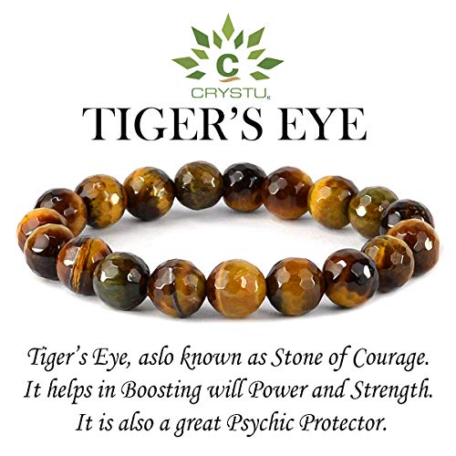 Image of Certified Natural Crystal Stone Diamond Cut /Faceted 10 mm Beads Bracelet for Men & Women | Reiki Charged Gemstone Jewellery | Multiple Stone Variants Available