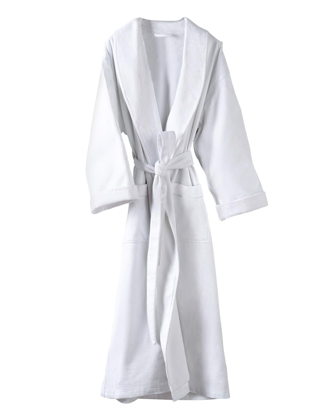 Diamond Shawl Collar Robe - White - One Size