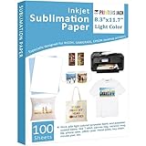 Sublimation Paper - Heat Transfer Paper 100 Sheets 8.3' x 11.7' for Any Epson HP Canon Sawgrass Inkjet Printer with Sublimation Ink for T shirt Mugs DIY