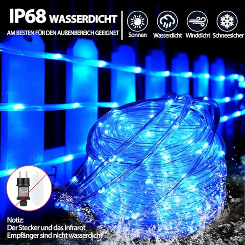 StarryEver 10M LED Schlauch Lichterkette Außen, 100er LED Lichtschlauch Außen IP68, 25 Farben Lichterkette Innen Strombetrieben,Patio Lichterschlauch Strom mit Fernbedienung für Garten Balkon