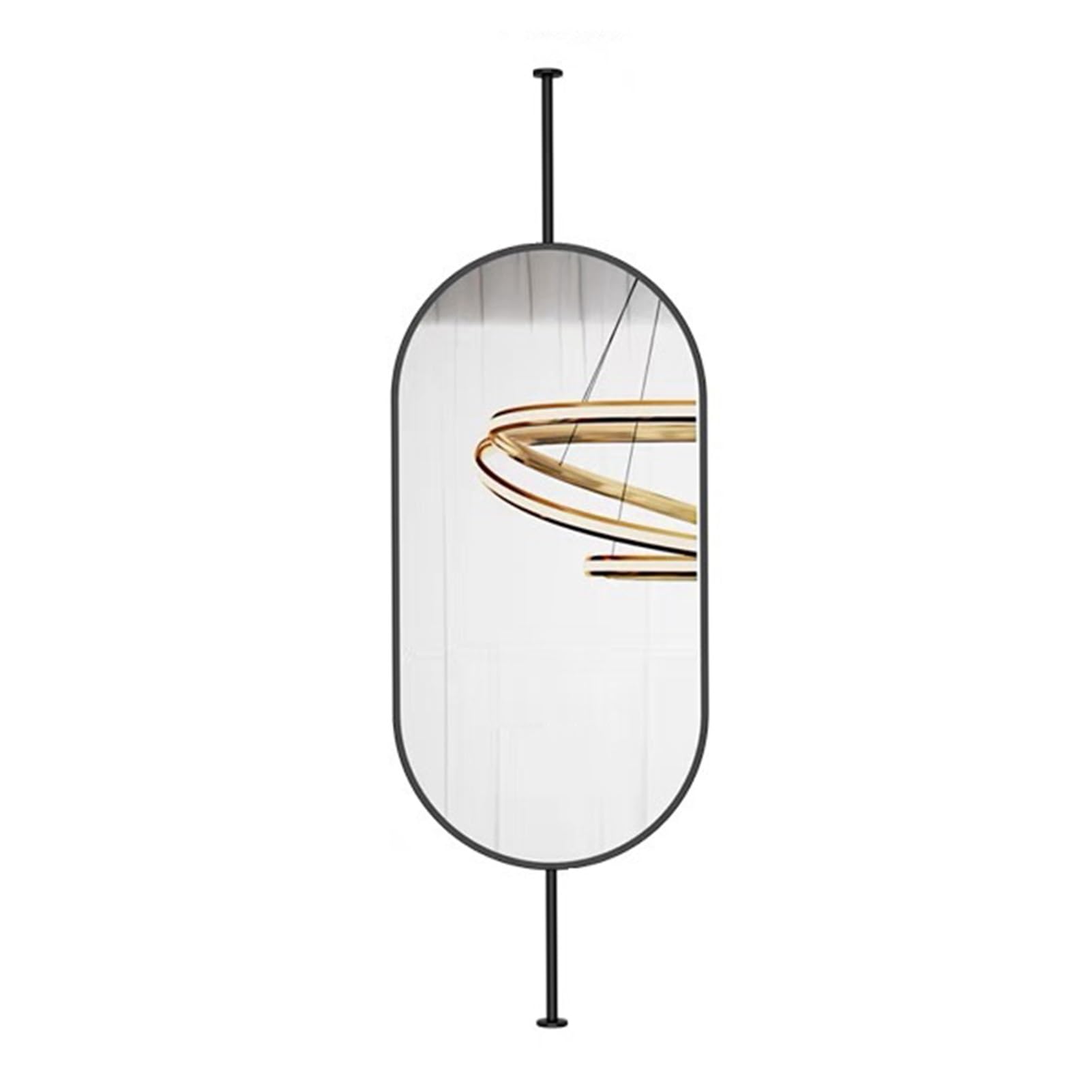 IvyLoutish Oval Metal Ceiling Mirror – Floating Bathroom Vanity for Home/Hotel, Black 40x70cm