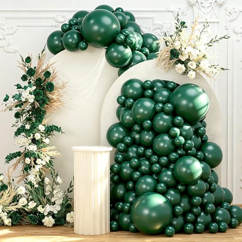 Image of 108Pcs Double Stuffed Dark Green Balloon Garland Arch Kit