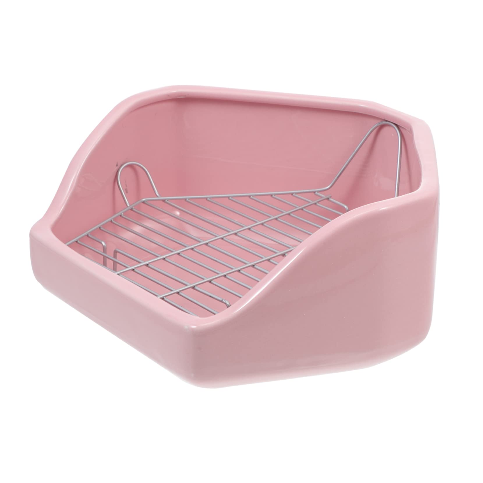 Fünfeckige Kaninchentoilette Keramik, Kippsicher, Rosa für Haustiere