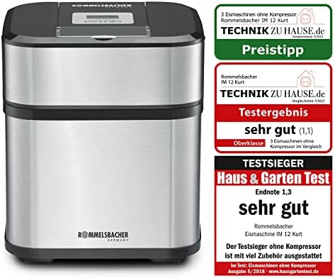 Bild 1 - ROMMELSBACHER Eismaschine IM 12 Kurt - für Speiseeis, Frozen Yogurt, Sorbet & Slush, 1,5 Liter Gefrierbehälter, 500 ml Füllmenge, Zeitschaltuhr, leichte Reinigung, Eisportionierer