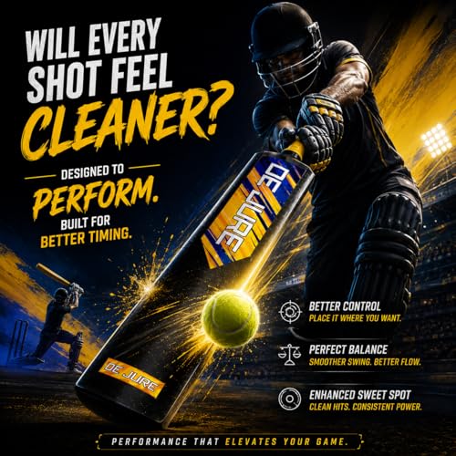 Image of De Jure Plastic Cricket Bat Full Size (34 inch X 4.2 inch inch) | Tennis Ball Cricket Bat for Men & Kids | Hard Turf Bat with Anti-Slip Rubber Grip Handle | Lightweight 900g for Indoor Outdoor Gully Cricket