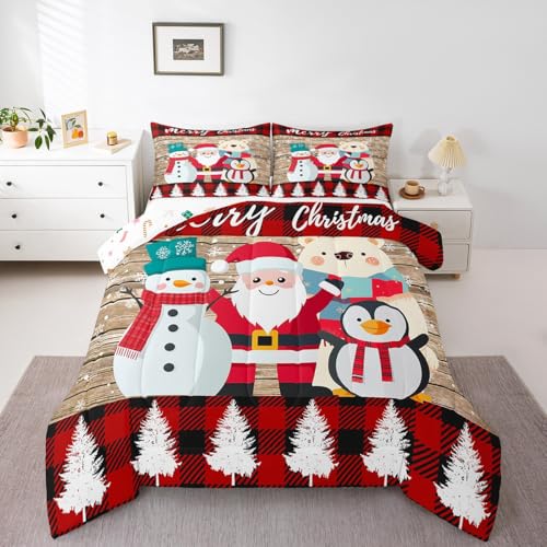 Erosebridal Merry Christmas Comforter Set, Kids Santa Clau Bedding Set