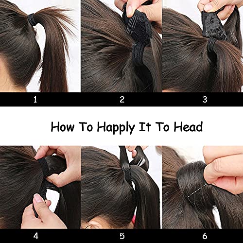 Yinmei Baibian YMBB-YMXMSTMW-14-1B# 14Inch Curly Wavy Ponytail Hair Extension Short Ponytail Hairpieces Black Color Corn Wave Clip In On Pony Tail For Women Girls Synthetic Fluffy Magic Paste Wrap Around Ponytails thumb #6