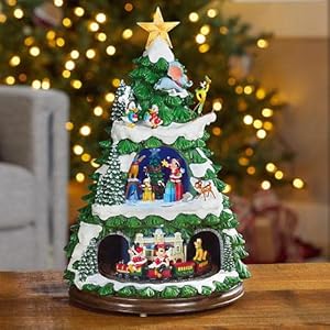 Moments In Time Disney Licensed Animated Christmas Tree, Christmas Tabletop Decor with LED Lights, 8 Classic Christmas…