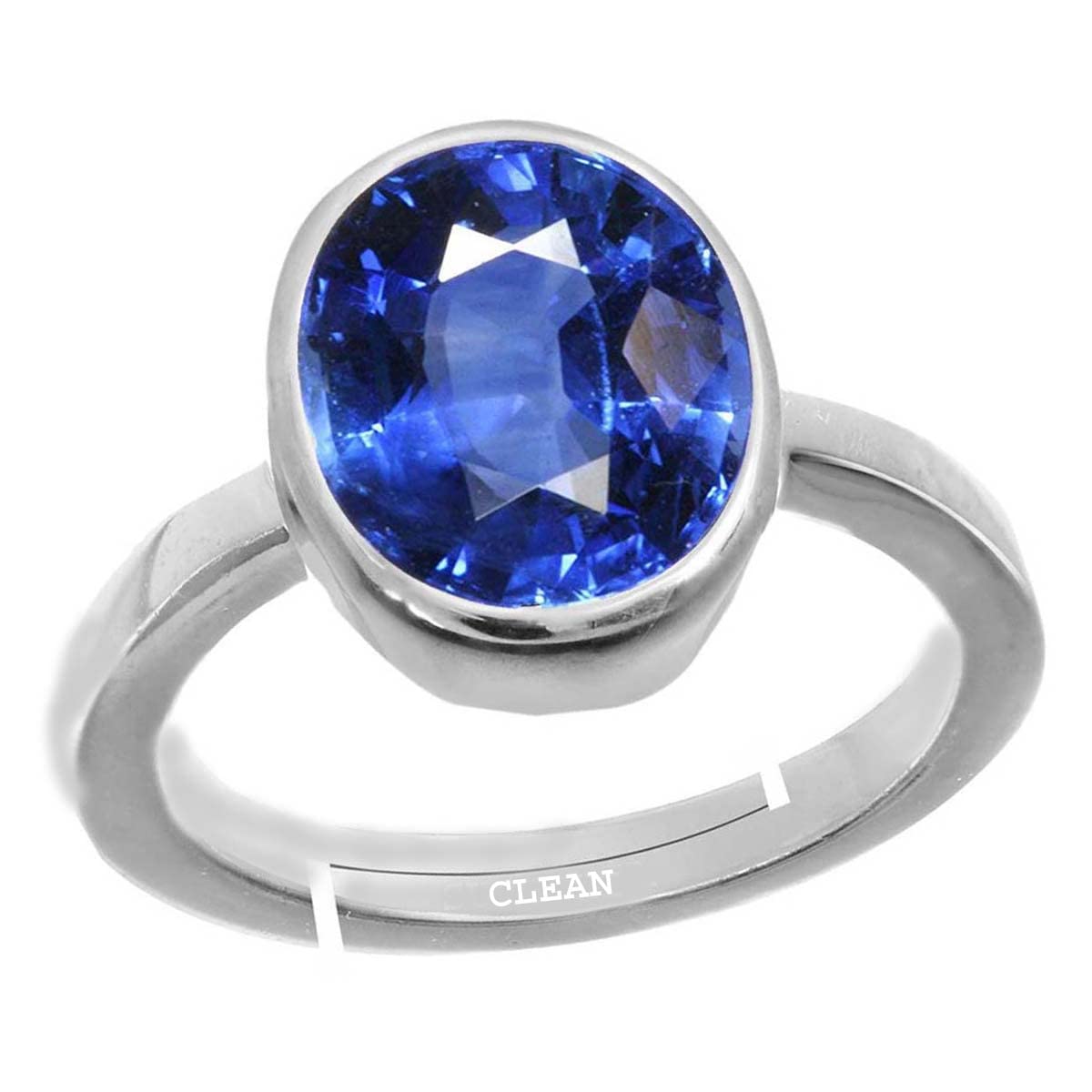 Clean Gems Blue Sapphire/Neelam 3.25 Ratti or 3 Carat Astrological Certified Natural Gemstone bis Hallmark 925 Sterling Silver Adjustable Ring for Unisex - nvr1325-image-17