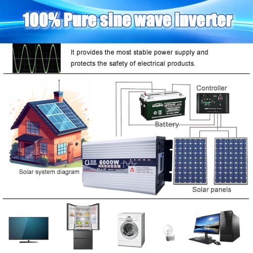 Inversor onda sinusoidal pura 6000W transformador de voltaje de 72V a 220V 4