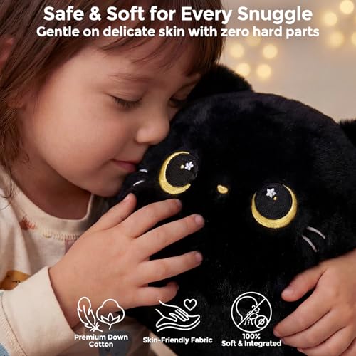 Image of Mewaii Cute Black Cat Plush Pillow, Kawaii Plushies Black Cat Stuffed Animals, Squishy Plushies, Cuddle Plush Pillow for Kids & Girls (13 Inch)
