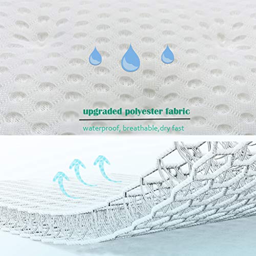 Bath Pillow-Bath Pillows for Tub, 4D Airmesh Fabric 7 Suction Cups Bath Tub Back Neck Support Washable Tub Pillow for Head