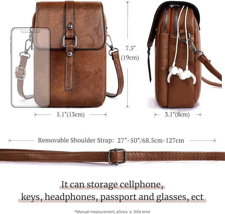 Women Small Crossbody Phone Bag Vegan Leather Shoulder Handbags Cellphone Purse Wallet with Adjustable Strap2
