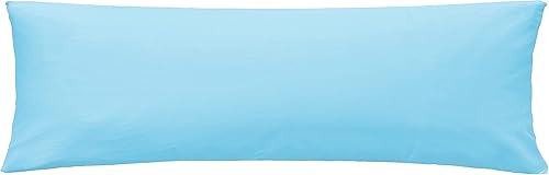 Funda de almohada suave 100% algodón con cremallera, acogedora y ligera, de fácil cuidado, azul claro, cuerpo, 20 x 54 pulgadas