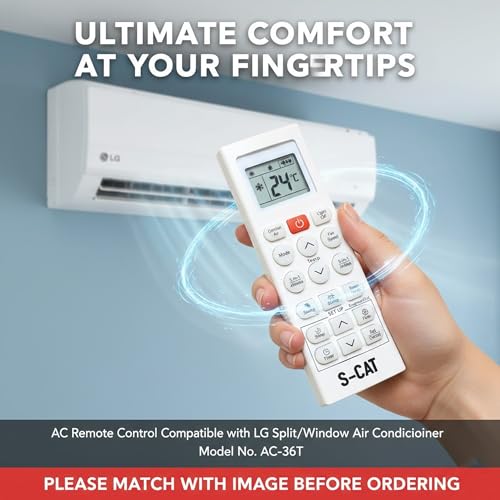 Image of S-CAT Compatible with LG AC Remote Control Model 36T (No Backlight) Suitable for 1 1.5 2 Ton Spilt /Window AC (Match Old Remote Exactly, Contact Customer Care for Order)