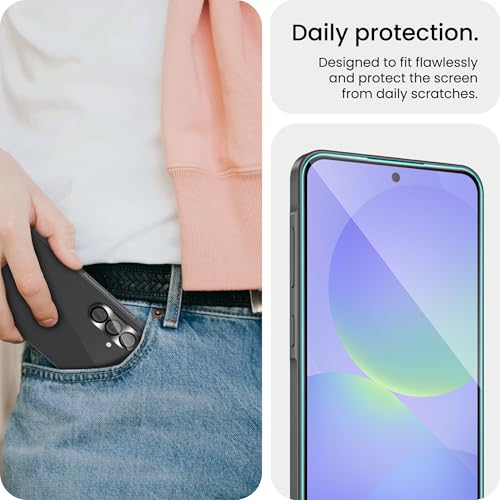 Image of FIRST MART Tempered Glass for Samsung Galaxy A36 5G with Black Camera Ring Guard & Installation Kit | HD Clear Edge-to-Edge Screen Protector, Scratch Resistant, Case-Friendly | Pack of 1