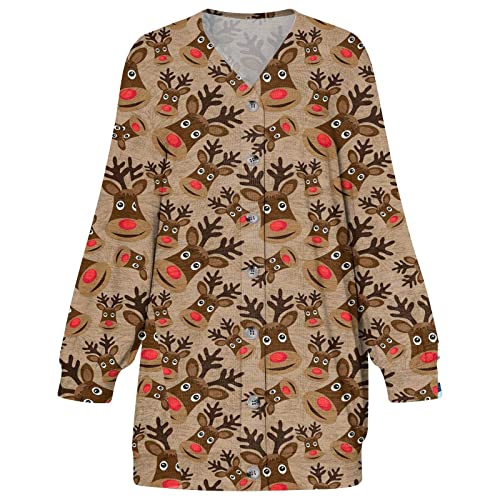 Roupa de Natal para mulheres outono inverno suéter manga longa gráfico cardigã casaco feminino 2023