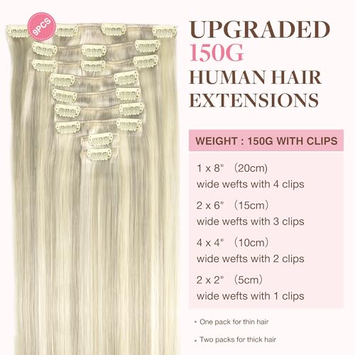 Image of GOO GOO Clip in Hair Extensions Real Human Hair Blonde Remy Extensions