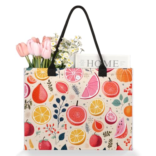 Colorful Lemon Orange Tote Bag for Women Large Beach Bag Reusable Tote Bags for Work Travel Beach Shopping3